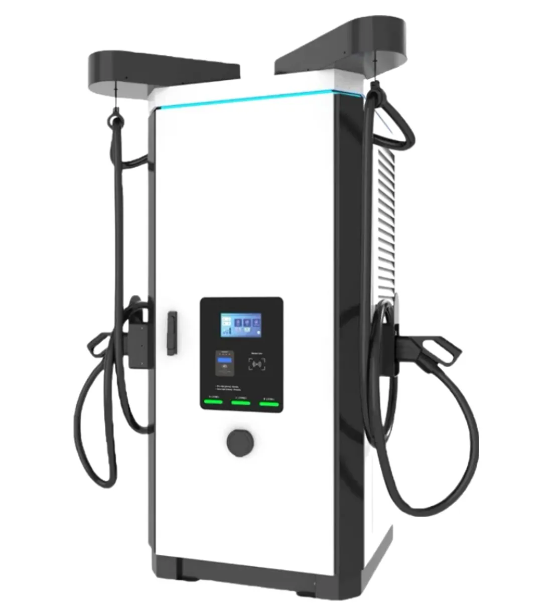 VT-DF dual-connector DC fast charger with touchscreen and two cable holders