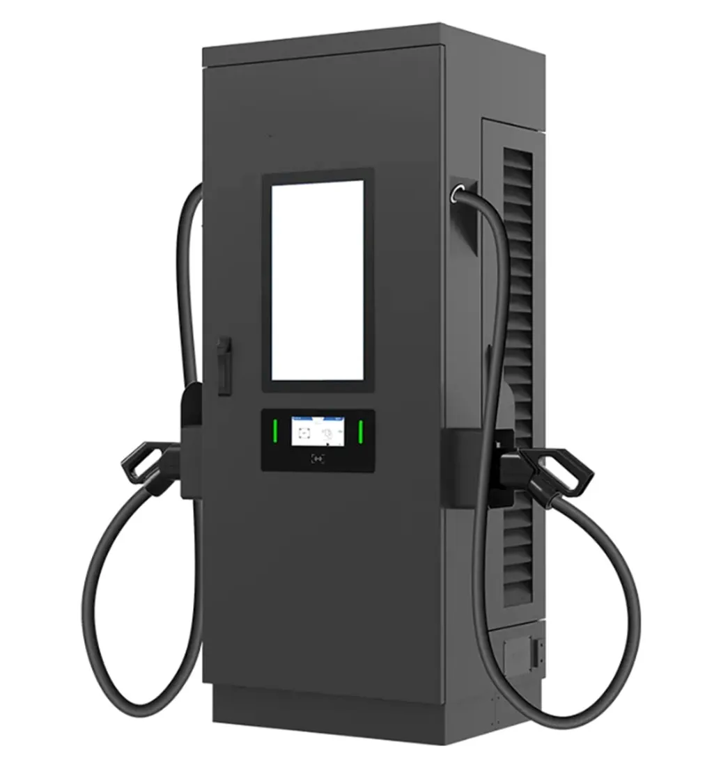 VT-DFC compact DC fast charger with 21-inch advertising screen and two charging cables