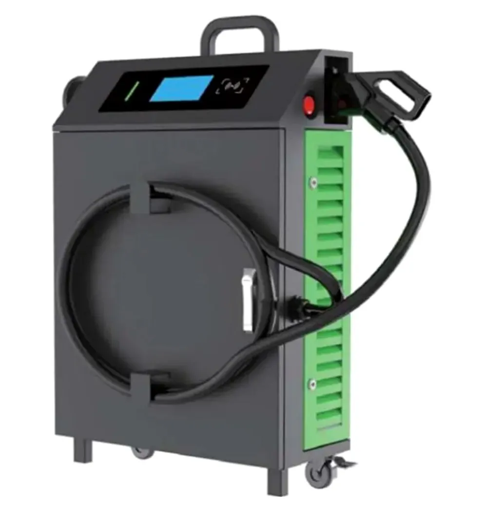 VT-DM mobile DC charger in dark grey with green side panel
