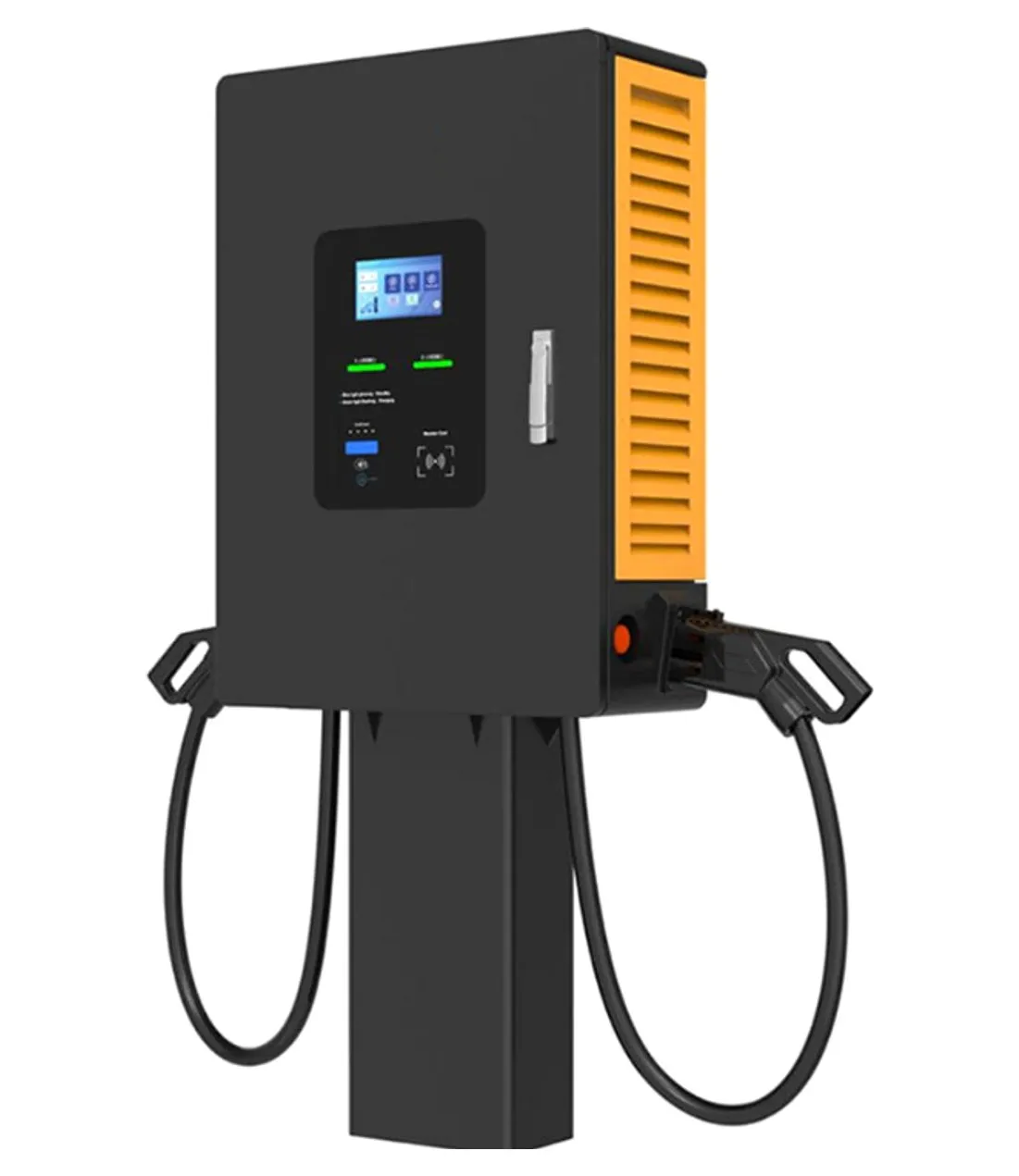 VT-DW DC wallbox with orange side panel on a pedestal
