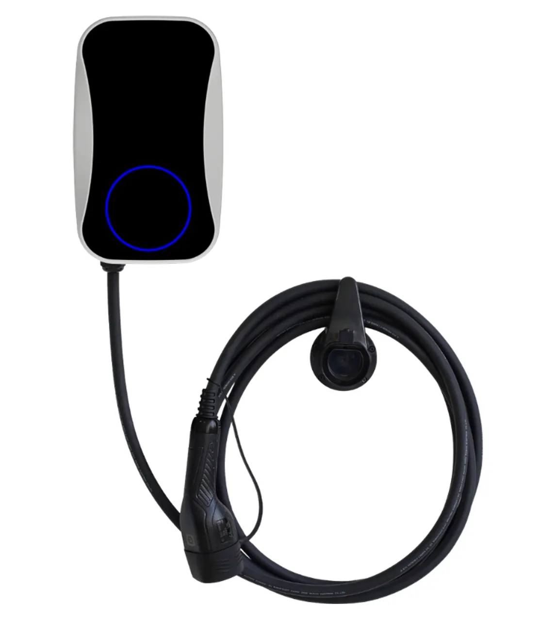 VT-HW wallbox with tethered cable and blue status ring